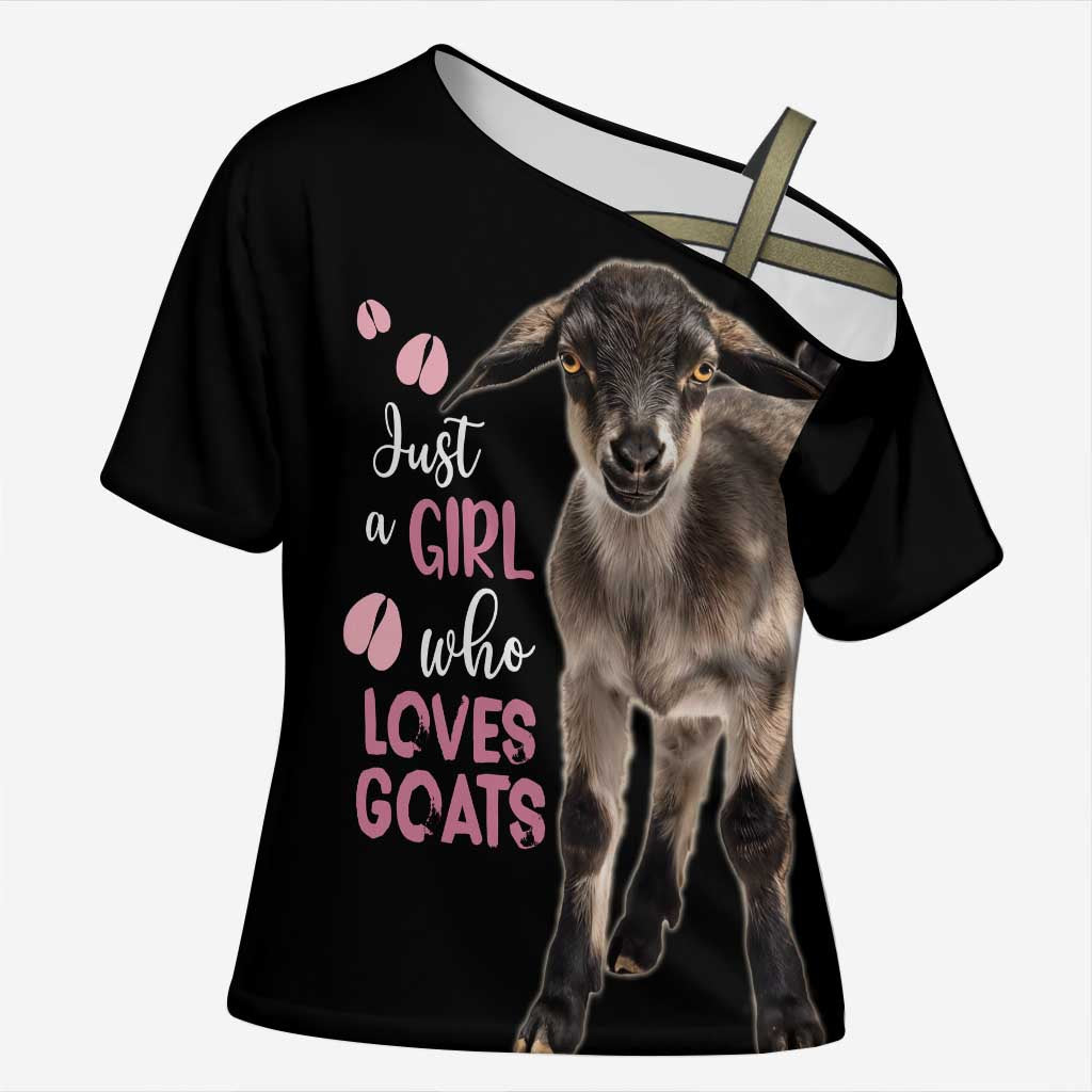 Who Loves Goat Just A Girl Christmas Trees Christmas Christmas Cross Shoulder Shirt Xmas Holiday Patterns - Wonder Print Shop