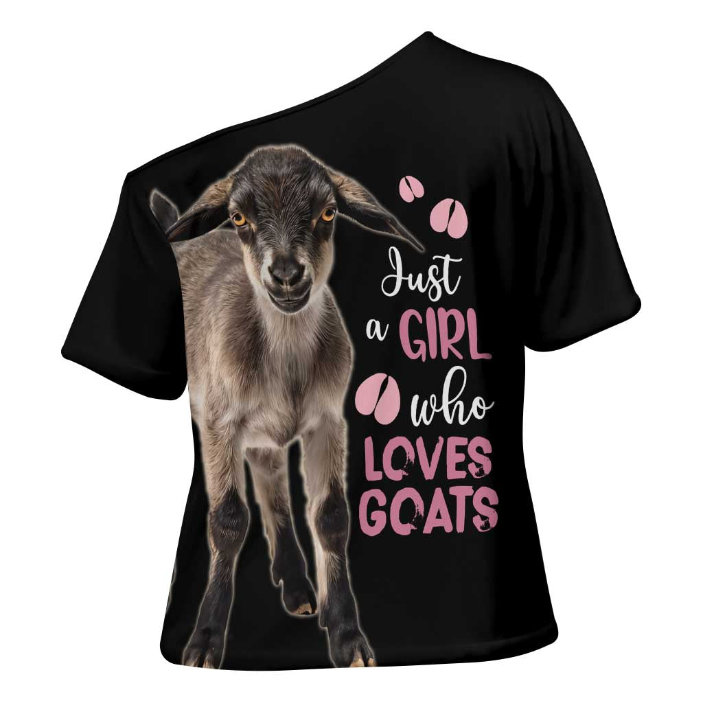 Who Loves Goat Just A Girl Christmas Trees Christmas Christmas Cross Shoulder Shirt Xmas Holiday Patterns - Wonder Print Shop