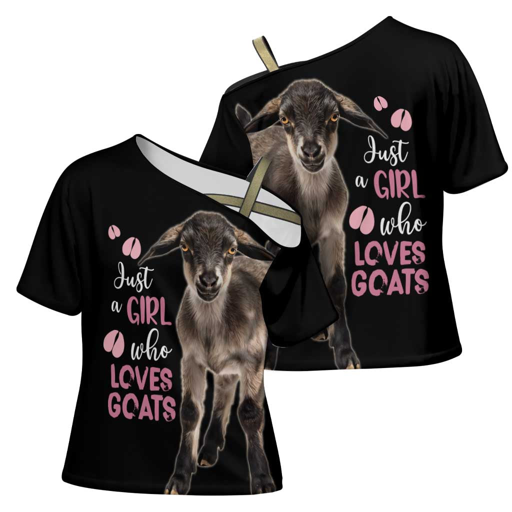 Who Loves Goat Just A Girl Christmas Trees Christmas Christmas Cross Shoulder Shirt Xmas Holiday Patterns - Wonder Print Shop