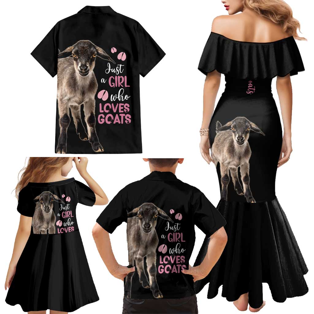Who Loves Goat Just A Girl Christmas Trees Christmas Christmas Family Matching Mermaid Dress and Hawaiian Shirt Xmas Holiday Patterns - Wonder Print Shop