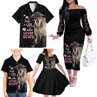 Who Loves Goat Just A Girl Christmas Trees Christmas Christmas Family Matching Off The Shoulder Long Sleeve Dress and Hawaiian Shirt Xmas Holiday Patterns - Wonder Print Shop