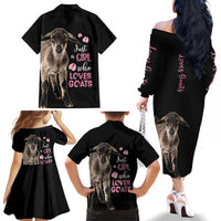 Who Loves Goat Just A Girl Christmas Trees Christmas Christmas Family Matching Off The Shoulder Long Sleeve Dress and Hawaiian Shirt Xmas Holiday Patterns - Wonder Print Shop