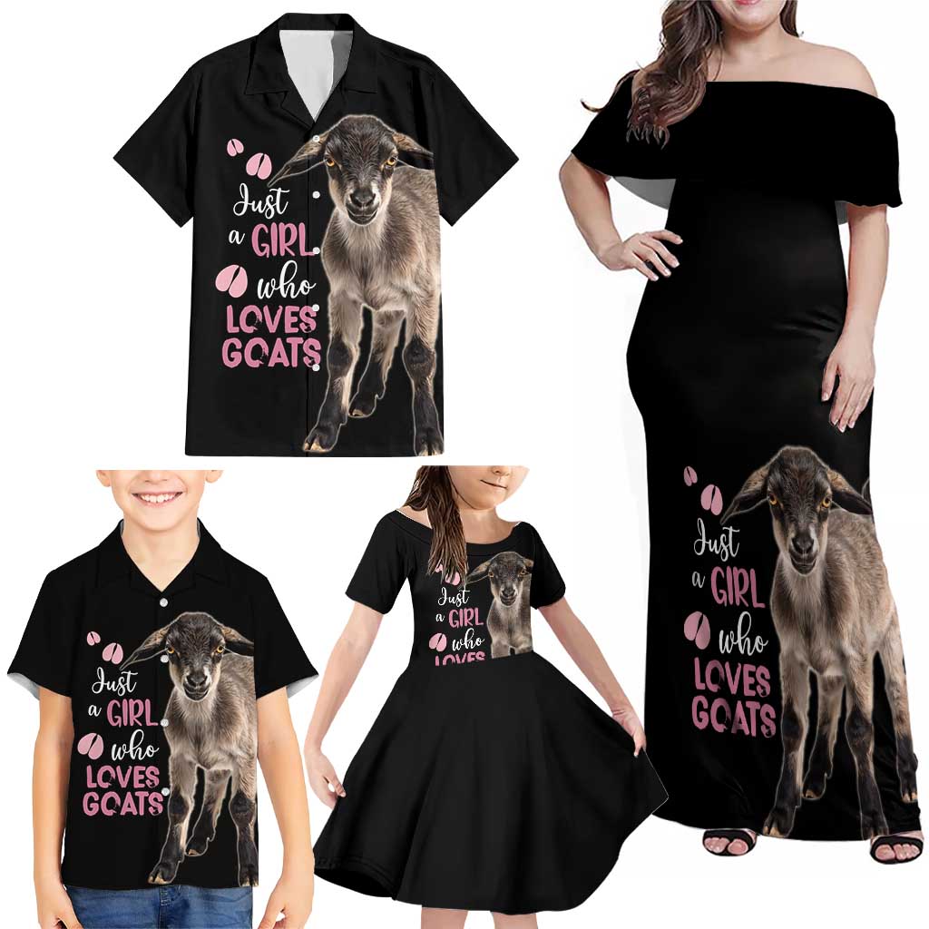 Who Loves Goat Just A Girl Christmas Trees Christmas Christmas Family Matching Off Shoulder Maxi Dress and Hawaiian Shirt Xmas Holiday Patterns - Wonder Print Shop