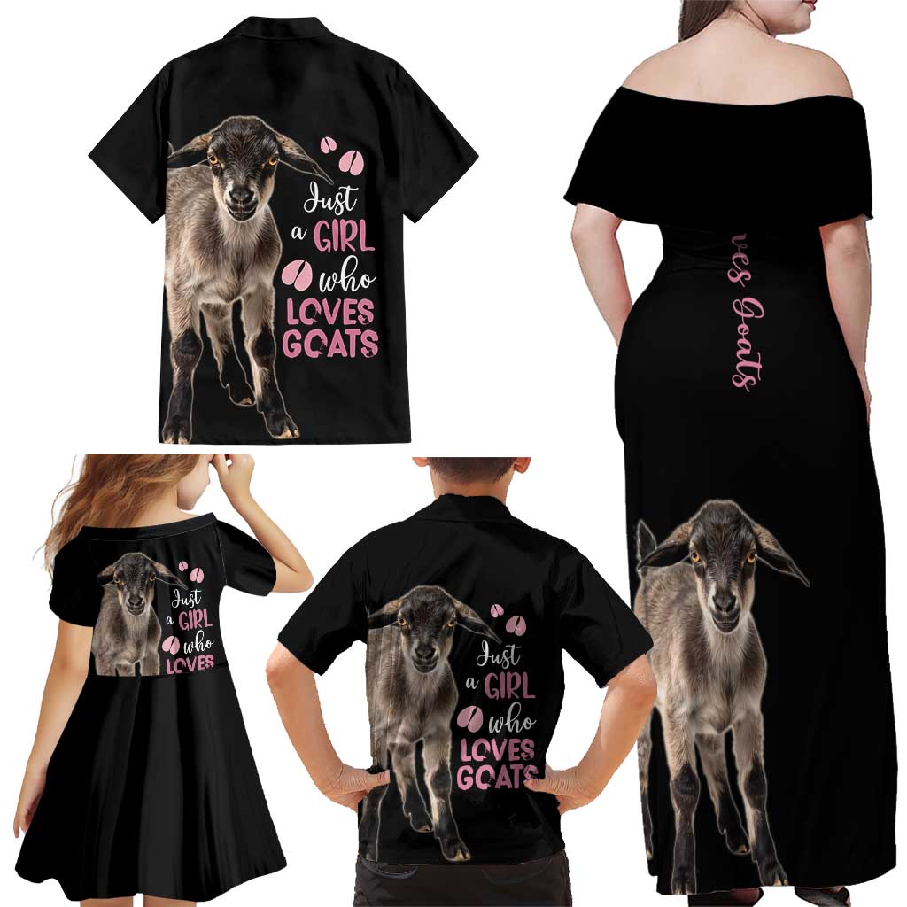 Who Loves Goat Just A Girl Christmas Trees Christmas Christmas Family Matching Off Shoulder Maxi Dress and Hawaiian Shirt Xmas Holiday Patterns - Wonder Print Shop