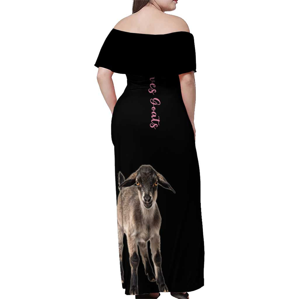 Who Loves Goat Just A Girl Christmas Trees Christmas Christmas Family Matching Off Shoulder Maxi Dress and Hawaiian Shirt Xmas Holiday Patterns - Wonder Print Shop