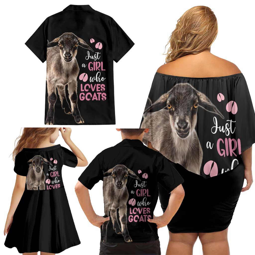 Who Loves Goat Just A Girl Christmas Trees Christmas Christmas Family Matching Off Shoulder Short Dress and Hawaiian Shirt Xmas Holiday Patterns - Wonder Print Shop