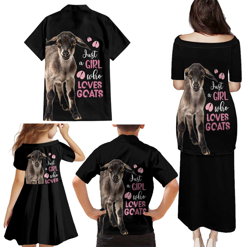 Who Loves Goat Just A Girl Christmas Trees Christmas Christmas Family Matching Puletasi and Hawaiian Shirt Xmas Holiday Patterns - Wonder Print Shop
