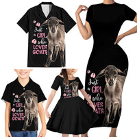 Who Loves Goat Just A Girl Christmas Trees Christmas Christmas Family Matching Short Sleeve Bodycon Dress and Hawaiian Shirt Xmas Holiday Patterns - Wonder Print Shop
