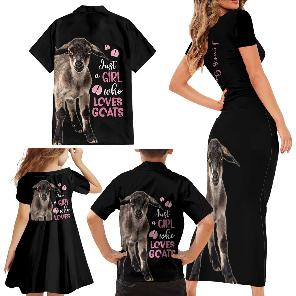 Who Loves Goat Just A Girl Christmas Trees Christmas Christmas Family Matching Short Sleeve Bodycon Dress and Hawaiian Shirt Xmas Holiday Patterns - Wonder Print Shop