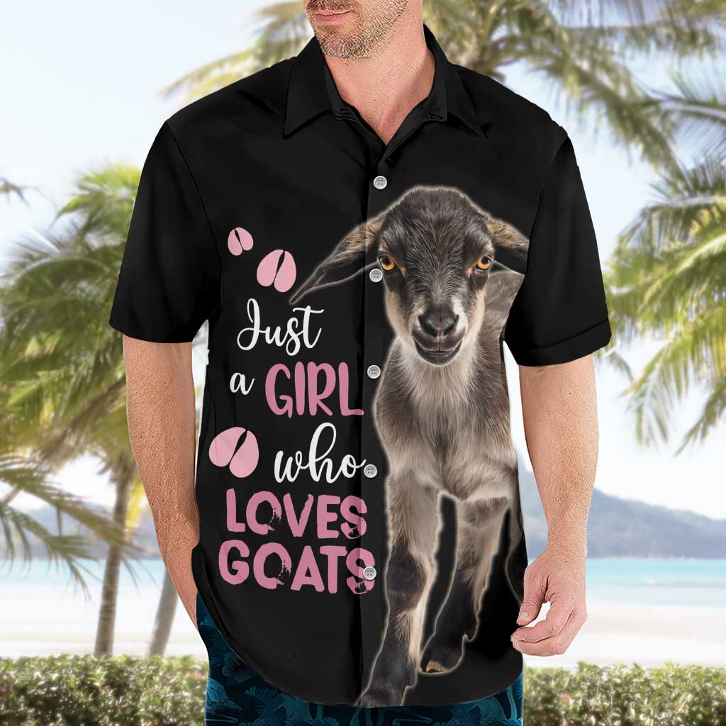 Who Loves Goat Just A Girl Christmas Trees Christmas Christmas Hawaiian Shirt Xmas Holiday Patterns - Wonder Print Shop