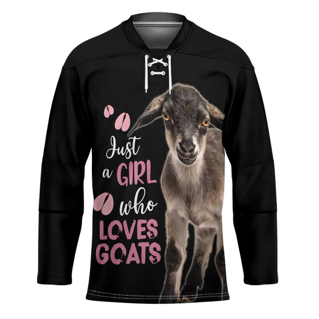 Who Loves Goat Just A Girl Christmas Trees Christmas Christmas Hockey Jersey Xmas Holiday Patterns - Wonder Print Shop