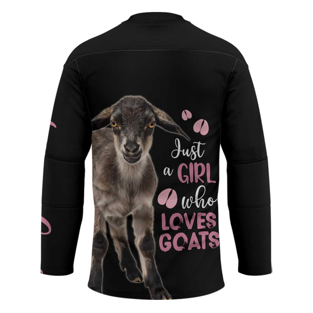 Who Loves Goat Just A Girl Christmas Trees Christmas Christmas Hockey Jersey Xmas Holiday Patterns - Wonder Print Shop