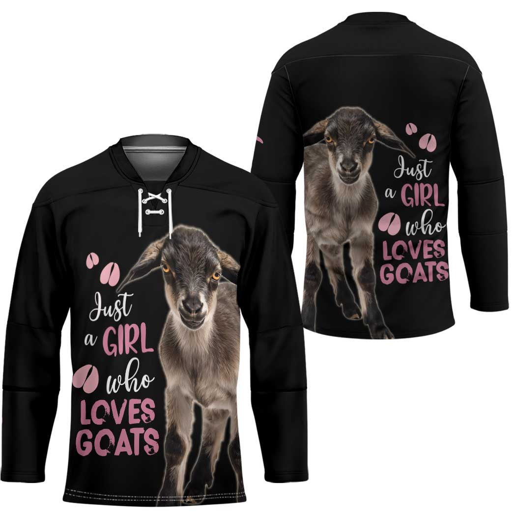 Who Loves Goat Just A Girl Christmas Trees Christmas Christmas Hockey Jersey Xmas Holiday Patterns - Wonder Print Shop