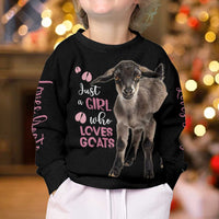 Who Loves Goat Just A Girl Christmas Trees Christmas Kid Ugly Christmas Sweater Xmas Holiday Patterns - Wonder Print Shop
