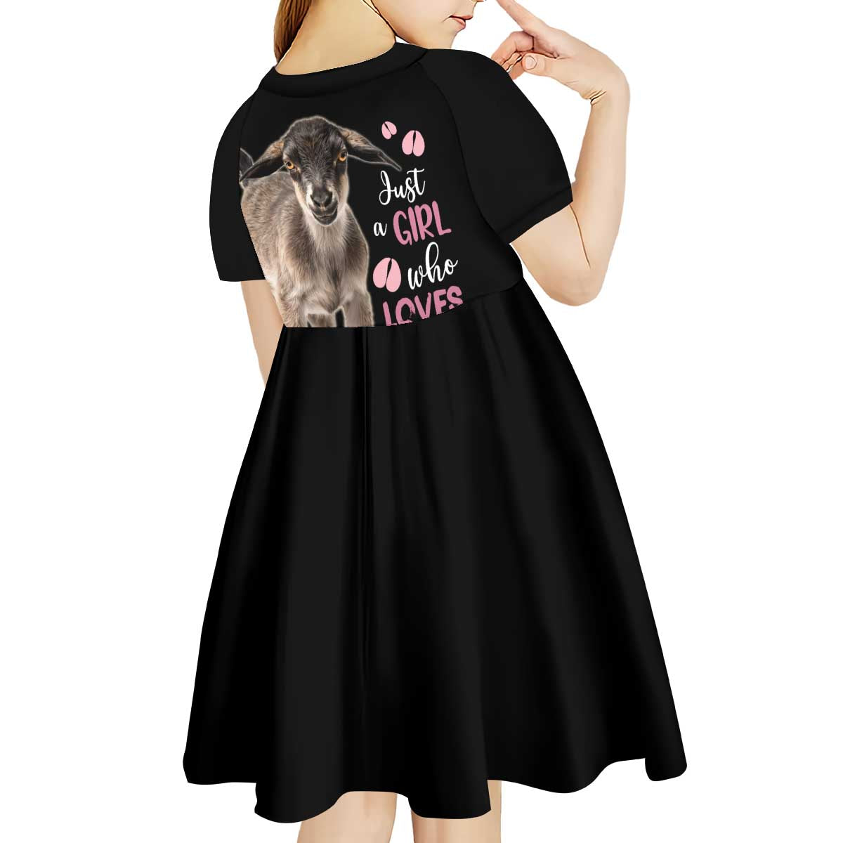 Who Loves Goat Just A Girl Christmas Trees Christmas Christmas Kid Short Sleeve Dress Xmas Holiday Patterns - Wonder Print Shop
