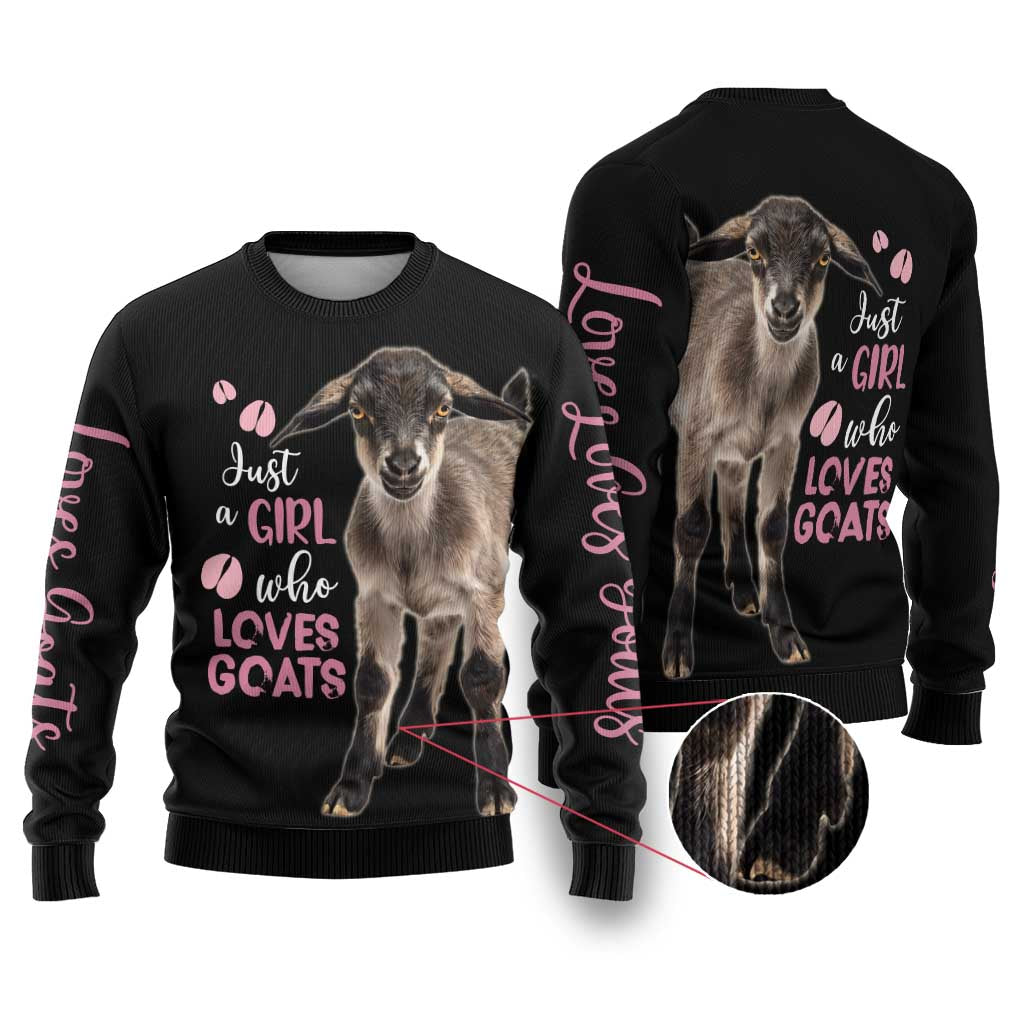 Who Loves Goat Just A Girl Christmas Trees Christmas Ugly Christmas Sweater Xmas Holiday Patterns - Wonder Print Shop