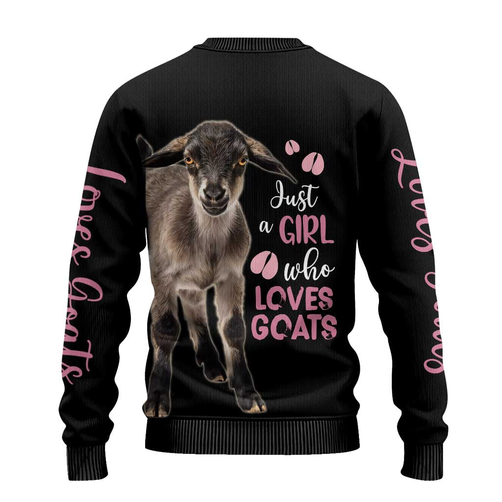 Who Loves Goat Just A Girl Christmas Trees Christmas Ugly Christmas Sweater Xmas Holiday Patterns - Wonder Print Shop