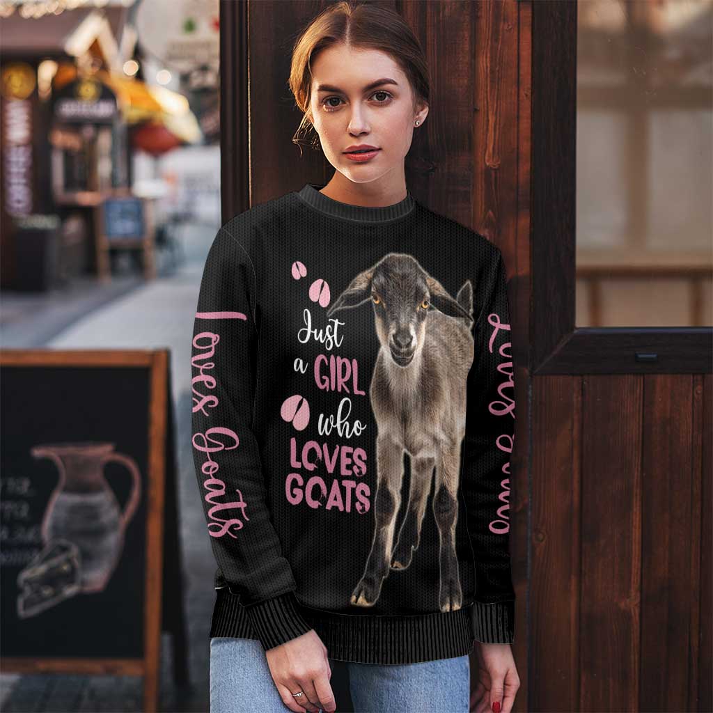 Who Loves Goat Just A Girl Christmas Trees Christmas Ugly Christmas Sweater Xmas Holiday Patterns - Wonder Print Shop