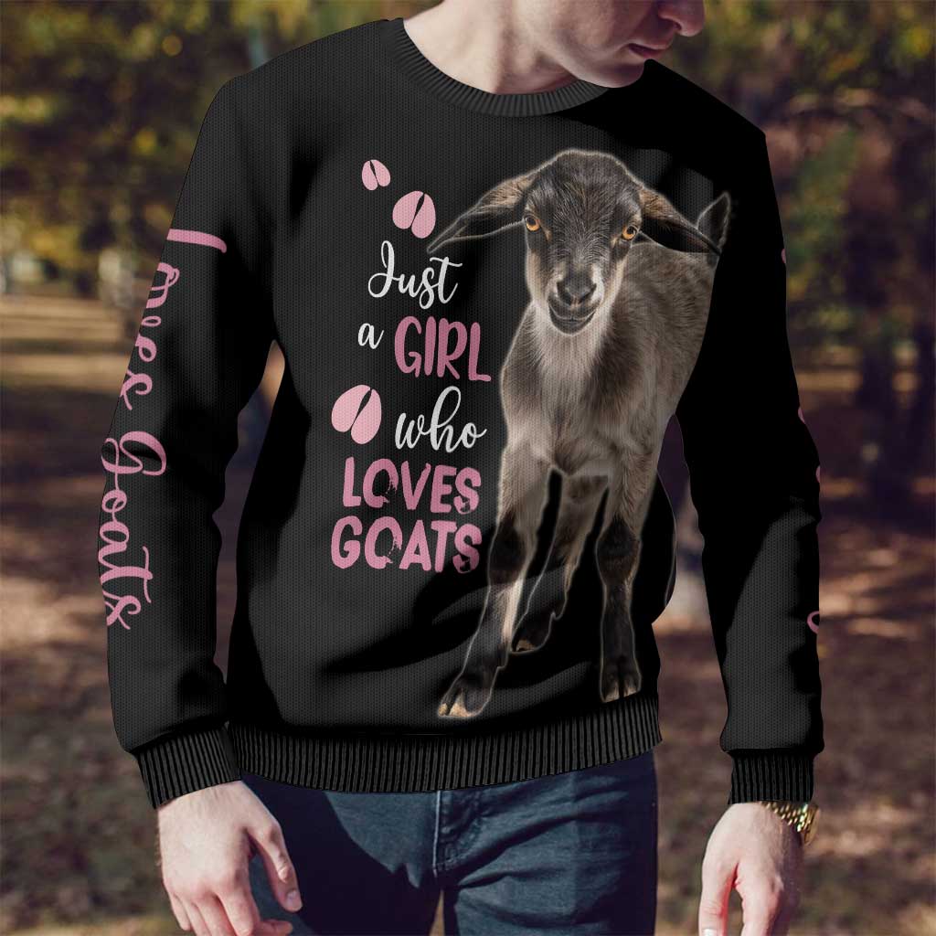 Who Loves Goat Just A Girl Christmas Trees Christmas Ugly Christmas Sweater Xmas Holiday Patterns - Wonder Print Shop