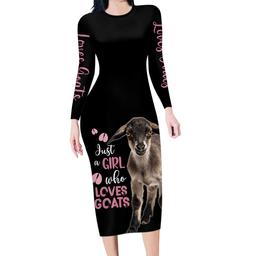 Who Loves Goat Just A Girl Christmas Trees Christmas Christmas Long Sleeve Bodycon Dress Xmas Holiday Patterns - Wonder Print Shop