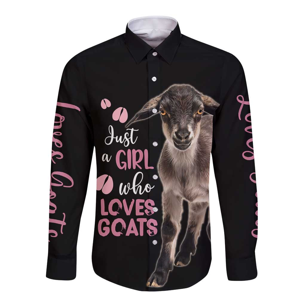 Who Loves Goat Just A Girl Christmas Trees Christmas Christmas Long Sleeve Button Shirt Xmas Holiday Patterns - Wonder Print Shop