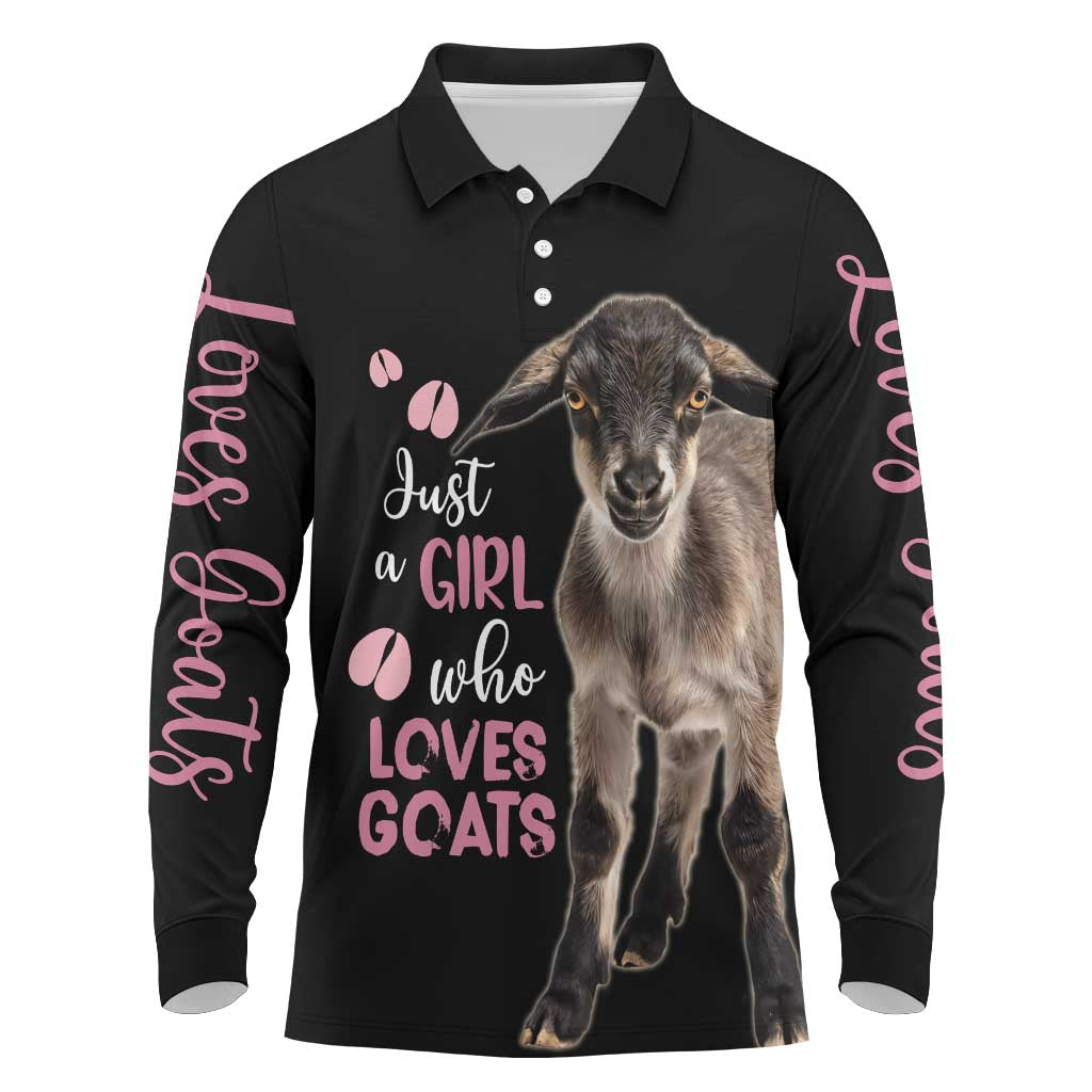 Who Loves Goat Just A Girl Christmas Trees Christmas Christmas Long Sleeve Polo Shirt Xmas Holiday Patterns - Wonder Print Shop