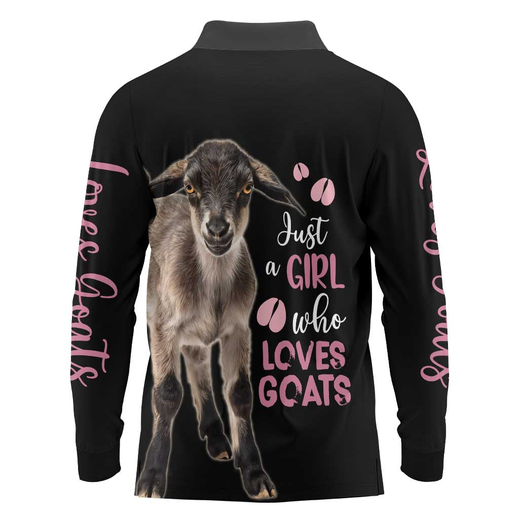 Who Loves Goat Just A Girl Christmas Trees Christmas Christmas Long Sleeve Polo Shirt Xmas Holiday Patterns - Wonder Print Shop