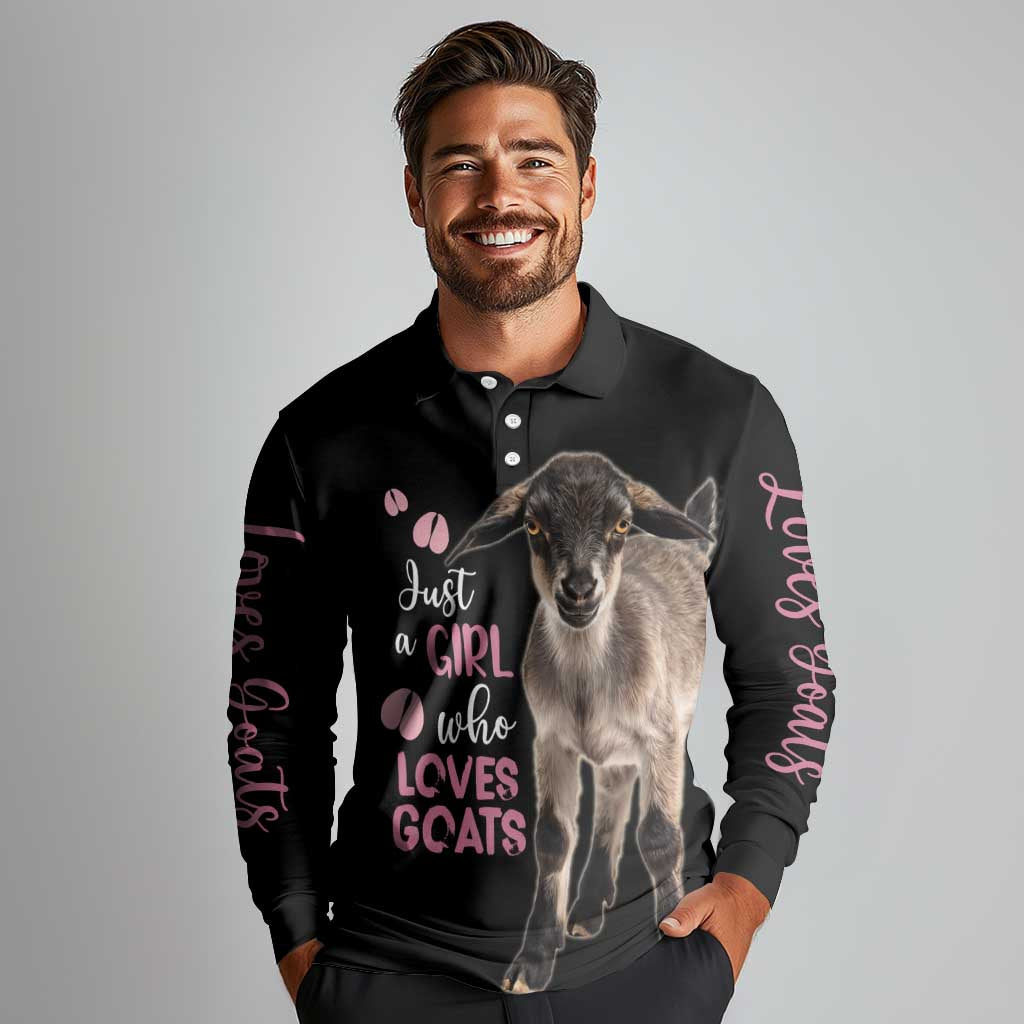 Who Loves Goat Just A Girl Christmas Trees Christmas Christmas Long Sleeve Polo Shirt Xmas Holiday Patterns - Wonder Print Shop