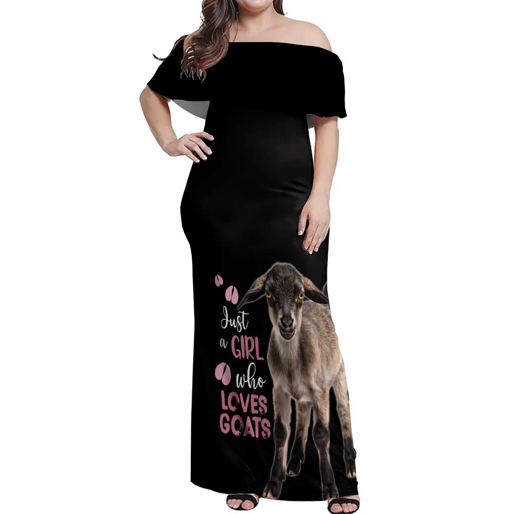 Who Loves Goat Just A Girl Christmas Trees Christmas Christmas Off Shoulder Maxi Dress Xmas Holiday Patterns - Wonder Print Shop