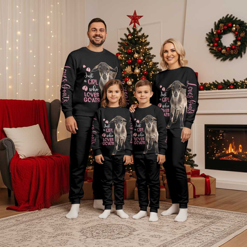 Who Loves Goat Just A Girl Christmas Trees Christmas Christmas Pajama Set Xmas Holiday Patterns - Wonder Print Shop