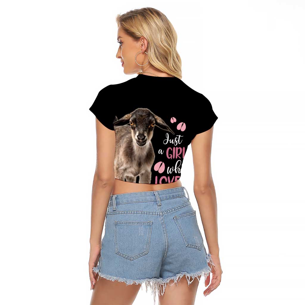 Who Loves Goat Just A Girl Christmas Trees Christmas Christmas Raglan Cropped T Shirt Xmas Holiday Patterns - Wonder Print Shop