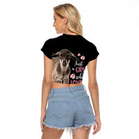 Who Loves Goat Just A Girl Christmas Trees Christmas Christmas Raglan Cropped T Shirt Xmas Holiday Patterns - Wonder Print Shop