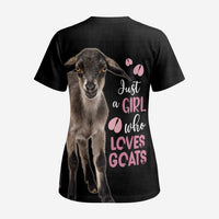 Who Loves Goat Just A Girl Christmas Trees Christmas Christmas Scrub Top Xmas Holiday Patterns - Wonder Print Shop