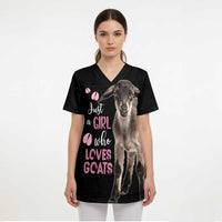 Who Loves Goat Just A Girl Christmas Trees Christmas Christmas Scrub Top Xmas Holiday Patterns - Wonder Print Shop
