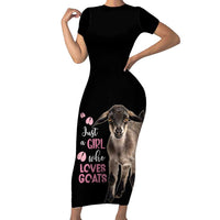 Who Loves Goat Just A Girl Christmas Trees Christmas Christmas Short Sleeve Bodycon Dress Xmas Holiday Patterns - Wonder Print Shop