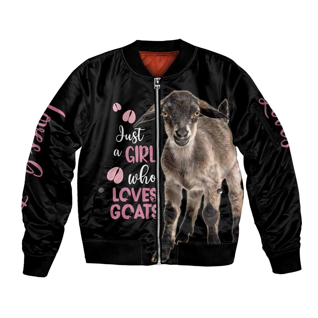 Who Loves Goat Just A Girl Christmas Trees Christmas Christmas Sleeve Zip Bomber Jacket Xmas Holiday Patterns - Wonder Print Shop
