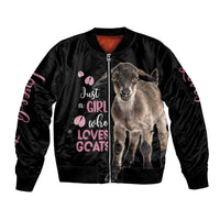 Who Loves Goat Just A Girl Christmas Trees Christmas Christmas Sleeve Zip Bomber Jacket Xmas Holiday Patterns - Wonder Print Shop