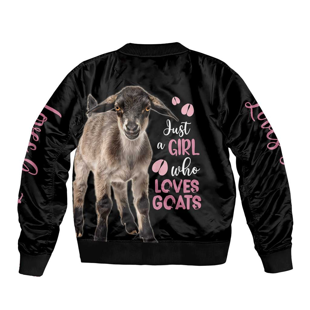 Who Loves Goat Just A Girl Christmas Trees Christmas Christmas Sleeve Zip Bomber Jacket Xmas Holiday Patterns - Wonder Print Shop