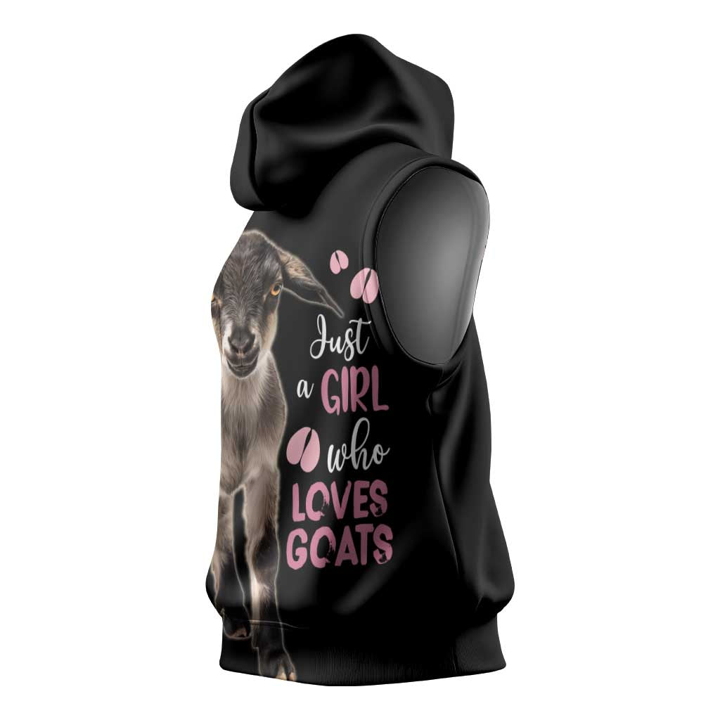 Who Loves Goat Just A Girl Christmas Trees Christmas Christmas Sleeveless Hoodie Xmas Holiday Patterns - Wonder Print Shop