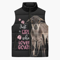 Who Loves Goat Just A Girl Christmas Trees Christmas Christmas Sleeveless Puffer Jacket Xmas Holiday Patterns - Wonder Print Shop