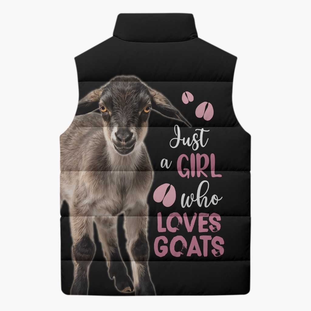 Who Loves Goat Just A Girl Christmas Trees Christmas Christmas Sleeveless Puffer Jacket Xmas Holiday Patterns - Wonder Print Shop