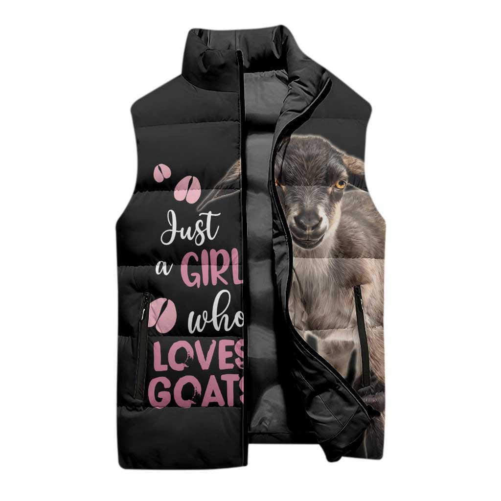 Who Loves Goat Just A Girl Christmas Trees Christmas Christmas Sleeveless Puffer Jacket Xmas Holiday Patterns - Wonder Print Shop