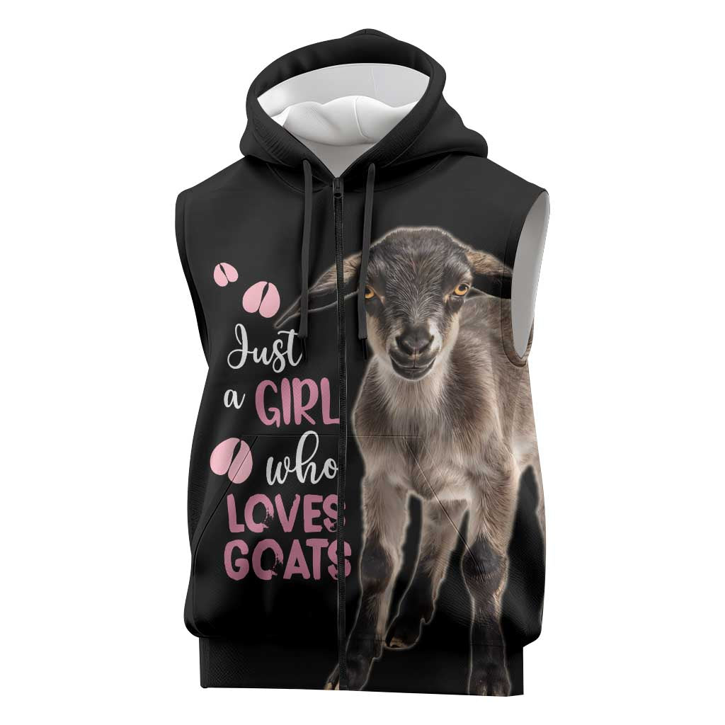 Who Loves Goat Just A Girl Christmas Trees Christmas Christmas Sleeveless Zip Hoodie Xmas Holiday Patterns - Wonder Print Shop
