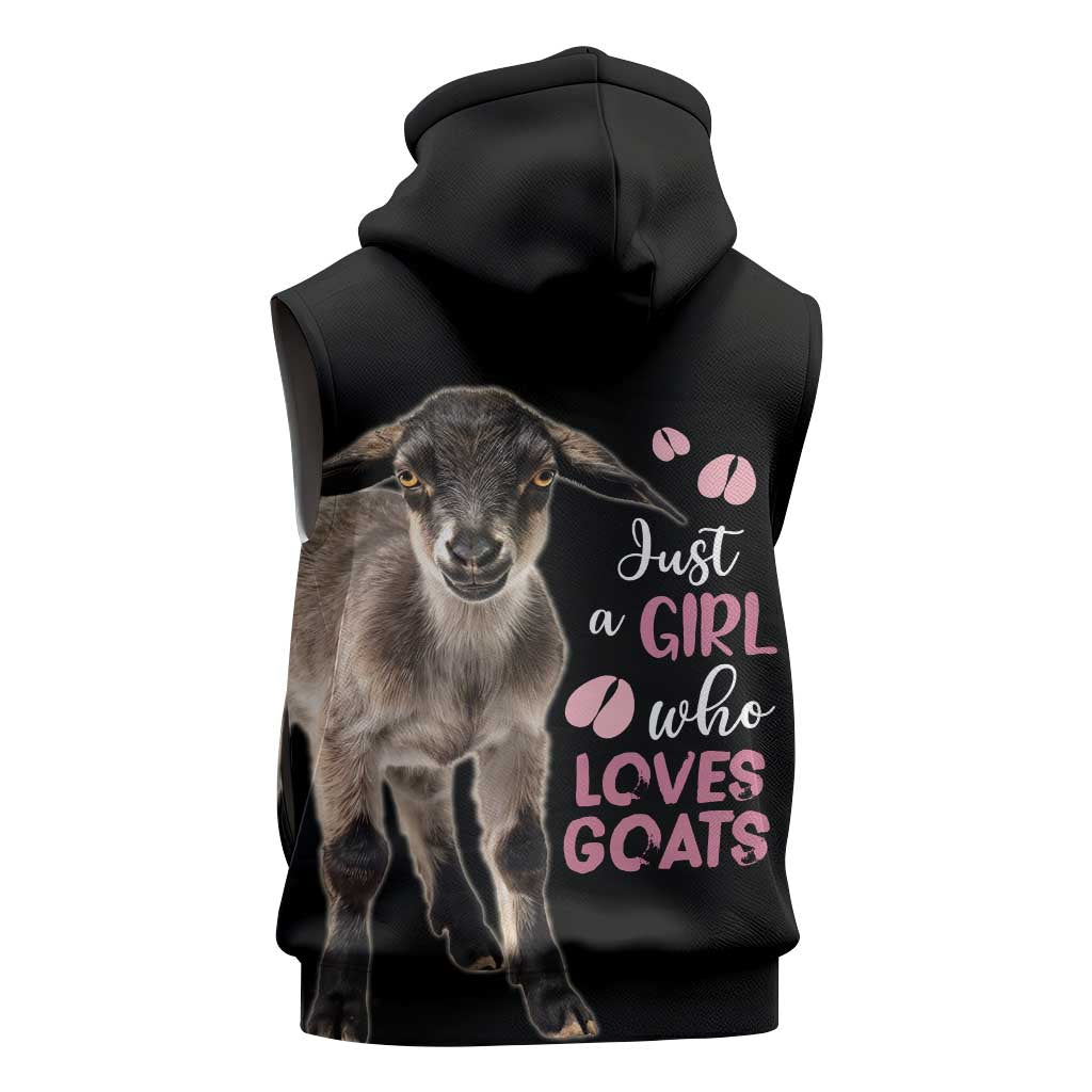 Who Loves Goat Just A Girl Christmas Trees Christmas Christmas Sleeveless Zip Hoodie Xmas Holiday Patterns - Wonder Print Shop