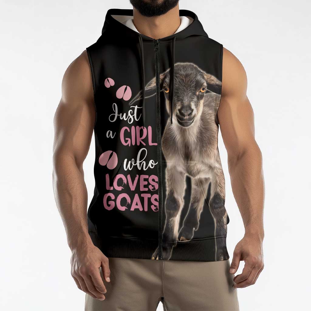 Who Loves Goat Just A Girl Christmas Trees Christmas Christmas Sleeveless Zip Hoodie Xmas Holiday Patterns - Wonder Print Shop