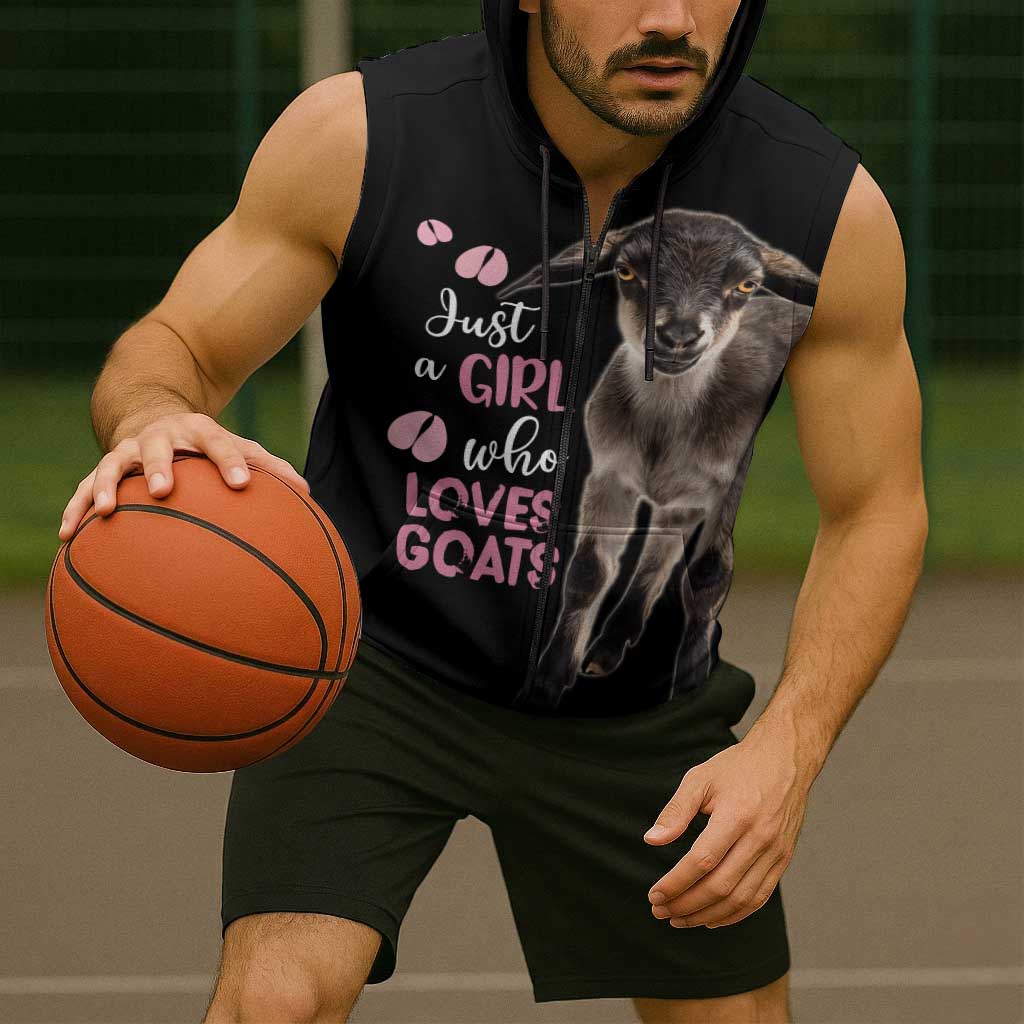 Who Loves Goat Just A Girl Christmas Trees Christmas Christmas Sleeveless Zip Hoodie Xmas Holiday Patterns - Wonder Print Shop