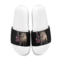 Who Loves Goat Just A Girl Christmas Trees Christmas Christmas Slide Sandals Xmas Holiday Patterns - Wonder Print Shop