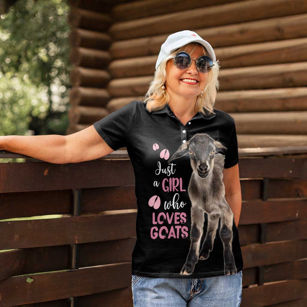 Who Loves Goat Just A Girl Christmas Trees Christmas Christmas Women Polo Shirt Xmas Holiday Patterns - Wonder Print Shop