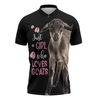 Who Loves Goat Just A Girl Christmas Trees Christmas Christmas Zipper Polo Shirt Xmas Holiday Patterns - Wonder Print Shop