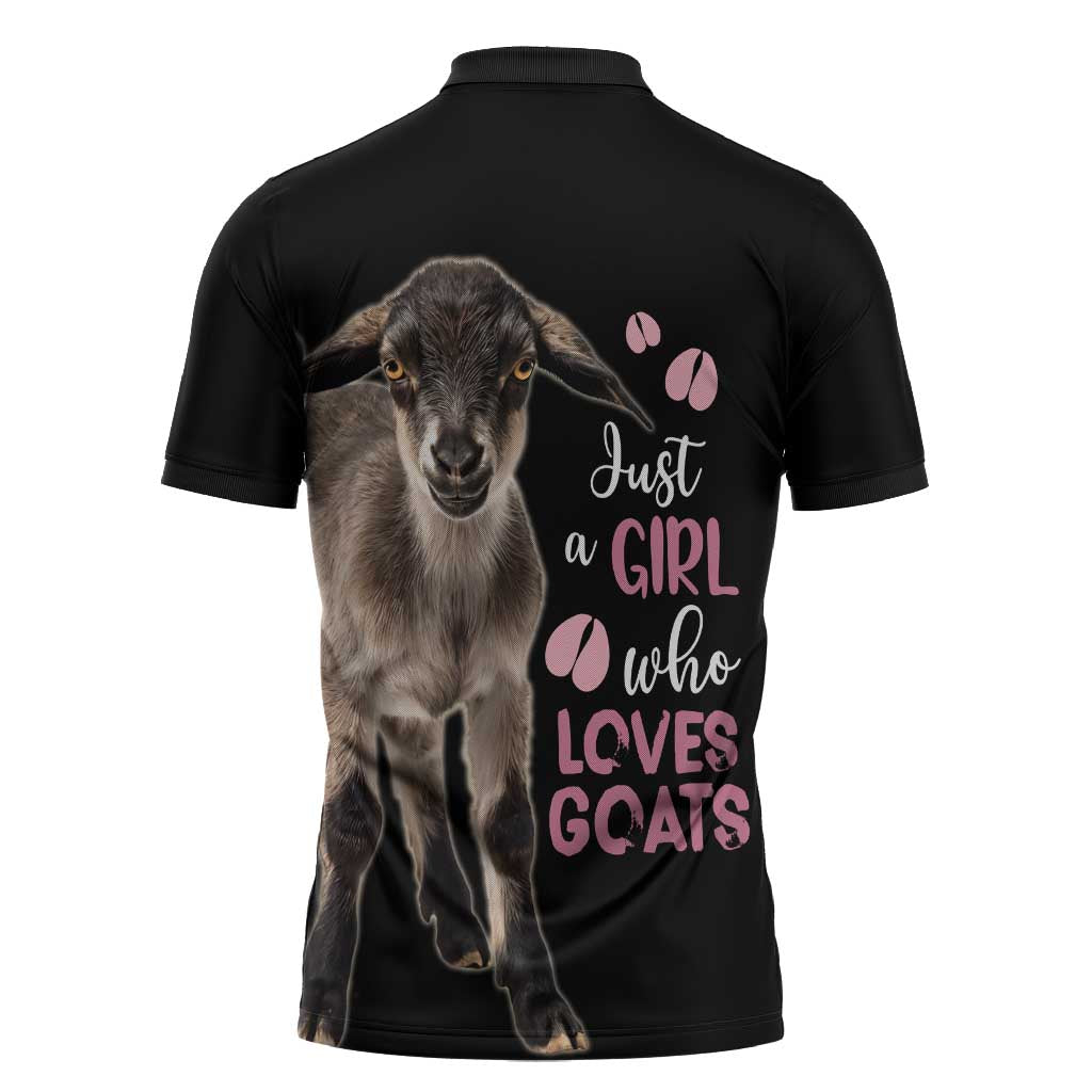 Who Loves Goat Just A Girl Christmas Trees Christmas Christmas Zipper Polo Shirt Xmas Holiday Patterns - Wonder Print Shop